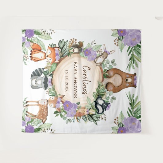 Paarse bossen Baby shower Welkomstwoord Wandkleed (Voorkant (horizontaal))
