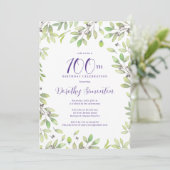 Paarse Botanische 100e verjaardag Kaart (Staand voorkant)