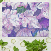 Paarse Botanische Blad Kunst Keukendoek Theedoek (Gevouwen)