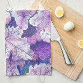 Paarse Botanische Blad Kunst Keukendoek Theedoek (Quarter Fold)