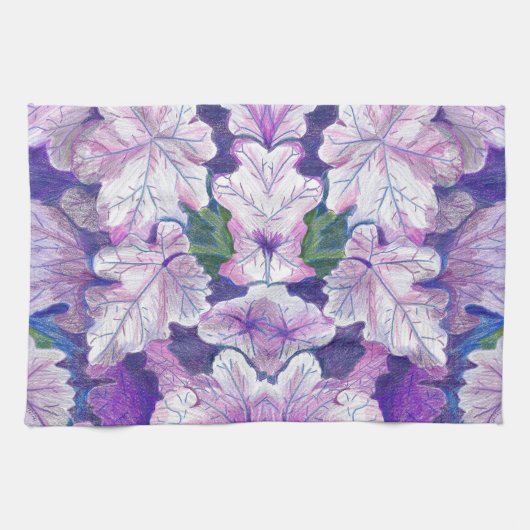 Paarse Botanische Blad Kunst Keukendoek Theedoek (Horizontaal)