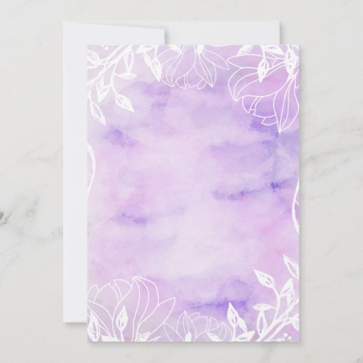Paarse Botanische Bloemen Bruidsdouche Uitnodiging (Achterkant)