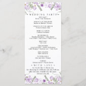 Paarse Botanische Bloemen Bruiloft Programma (Achterkant)