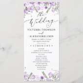 Paarse Botanische Bloemen Bruiloft Programma (Voorkant)