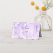 Paarse Botanische Bloemen Waterverf Tafelnummer Plaatskaartje (Achterkant)