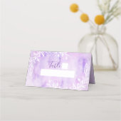 Paarse Botanische Bloemen Waterverf Tafelnummer Plaatskaartje (Voorkant)