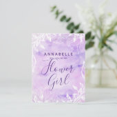 Paarse Botanische Bloemen zal je mijn Bloemenmeisj Kaart (Staand voorkant)