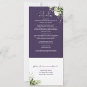 Paarse Botanische Bloemige All In One Trouw Kaart (Achterkant)