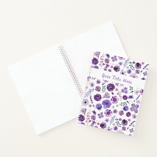  Paarse botanische bloemmotief Notitieboek (Binnen)