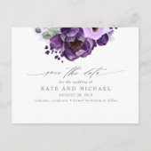Paarse Botanische Boho Save the Date Briefkaart (Voorkant)