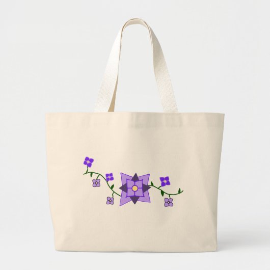 Paarse botanische boodschappentas grote tote bag (Voorkant)