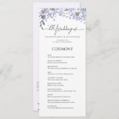 Paarse  botanische bruiloft programmakaart (Voorkant / Achterkant)