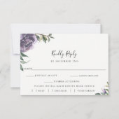 Paarse Botanische Bruiloft RSVP Maaltijd Keuze Kaa (Voorkant)