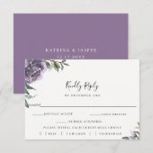 Paarse Botanische Bruiloft RSVP Maaltijd Keuze Kaa (Voorkant / Achterkant)
