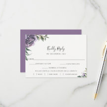 Paarse Botanische Bruiloft RSVP Maaltijd Keuze Kaa