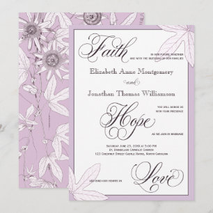 Paarse Botanische Christelijke huwelijksuitnodigin Kaart