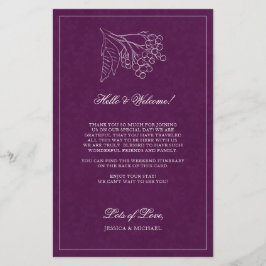 Paarse Botanische Elegant Weddenschap Welkomstreis