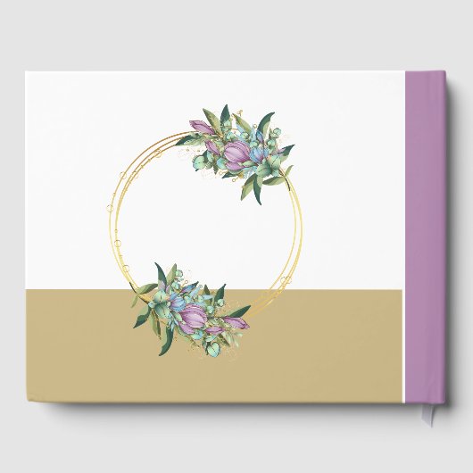 Paarse botanische foto-bruiloft gastenboek (Achterkant)