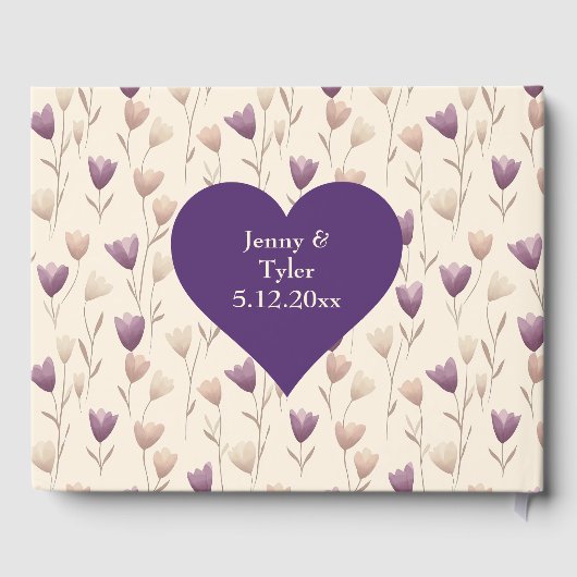 Paarse Botanische Gepersonaliseerde Fotobruiloft Gastenboek (Achterkant)