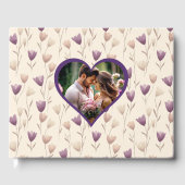 Paarse Botanische Gepersonaliseerde Fotobruiloft Gastenboek (Voorkant)