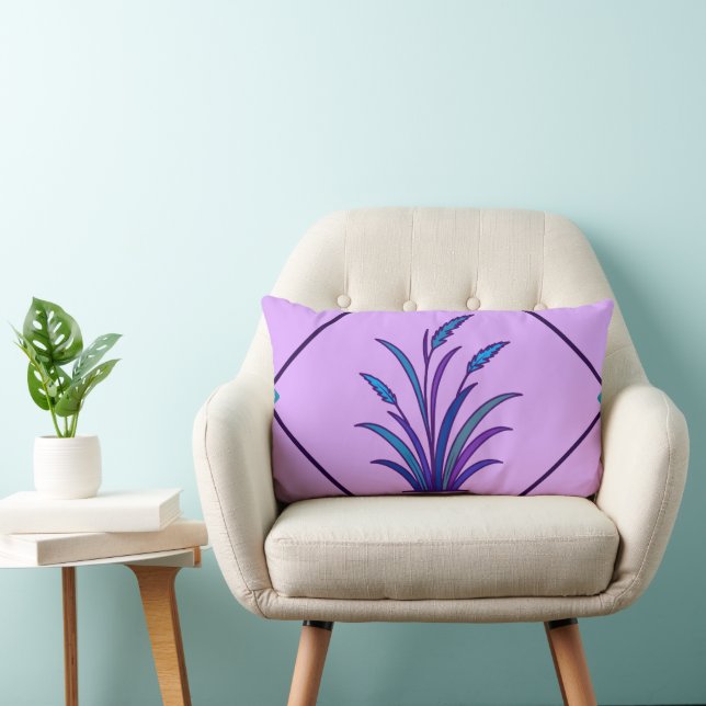 Paarse Botanische Gras Ontwerp | Moderne Decoratie Kussen (Stoel)