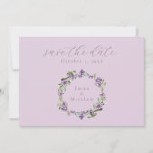 Paarse Botanische Krans Sering QR Save The Date (Voorkant)