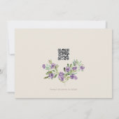 Paarse Botanische Krans Sering QR Save The Date (Achterkant)