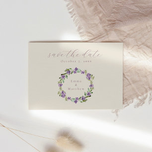 Paarse botanische krans Sering Save the Date Briefkaart