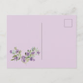 Paarse botanische krans Sering Save the Date Briefkaart (Achterkant)