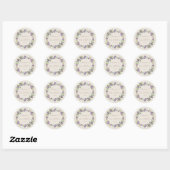 Paarse Botanische Krans Trouw Monogram Ronde Sticker (Vel)