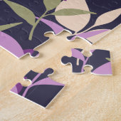 Paarse botanische lederen tuin legpuzzel (Zijkant)