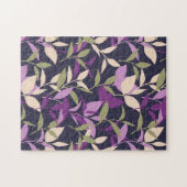 Paarse botanische lederen tuin legpuzzel (Horizontaal)