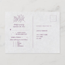 Paarse botanische legant bruiloft-maaltijd RSVP Briefkaart