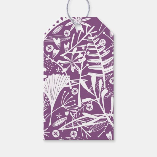 Paarse Botanische Modern Cadeaulabel (Voorkant)