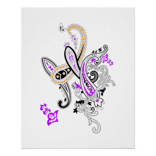 Paarse botanische paisley bloempatroon perfect poster