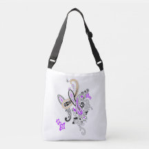 Paarse Botanische Paisley Schoudertas