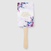 Paarse Botanische Pony Gold Weddenschap Hartelijk  Handwaaier (Achterkant)