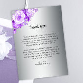 Paarse Botanische Rozen in zilveren bruiloft Bedankkaart
