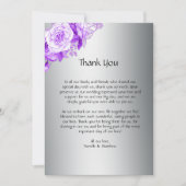 Paarse Botanische Rozen in zilveren bruiloft Bedankkaart (Voorkant)