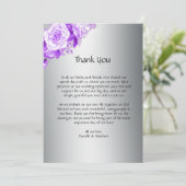 Paarse Botanische Rozen in zilveren bruiloft Bedankkaart (Staand voorkant)