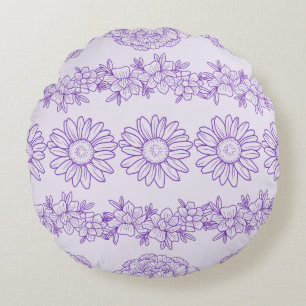 Paarse Botanische Schoonheid Ronde Kussen
