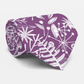 Paarse botanische silhouet stropdas (Opgerold)