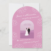 Paarse botanische trouwuitnodiging kaart (Voorkant)