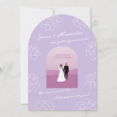 Paarse botanische trouwuitnodiging kaart (Voorkant)