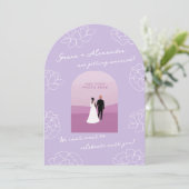 Paarse botanische trouwuitnodiging kaart (Staand voorkant)