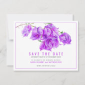 Paarse bougainvillea bloemenkunstbruiloft save the date (Voorkant)