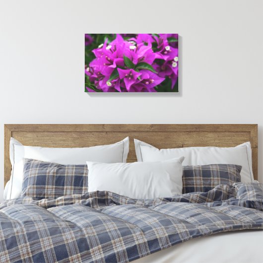 Paarse bougainvillea canvas afdruk (Insitu (Slaapkamer))