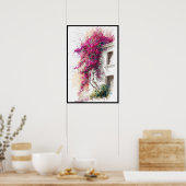 Paarse Bougainvillea op de Waterverf van Eaves Poster (Keuken)