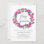 Paarse Bougainvillea Wreath Baby Sprinkle Shower Kaart (Voorkant)