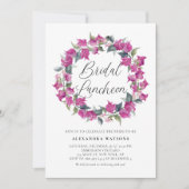 Paarse Bougainvillea Wreath Bridal Luncheon Kaart (Voorkant)